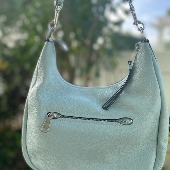 Coach Sky Blue/Green Leather Shoulder Bag - Picture 2 of 8